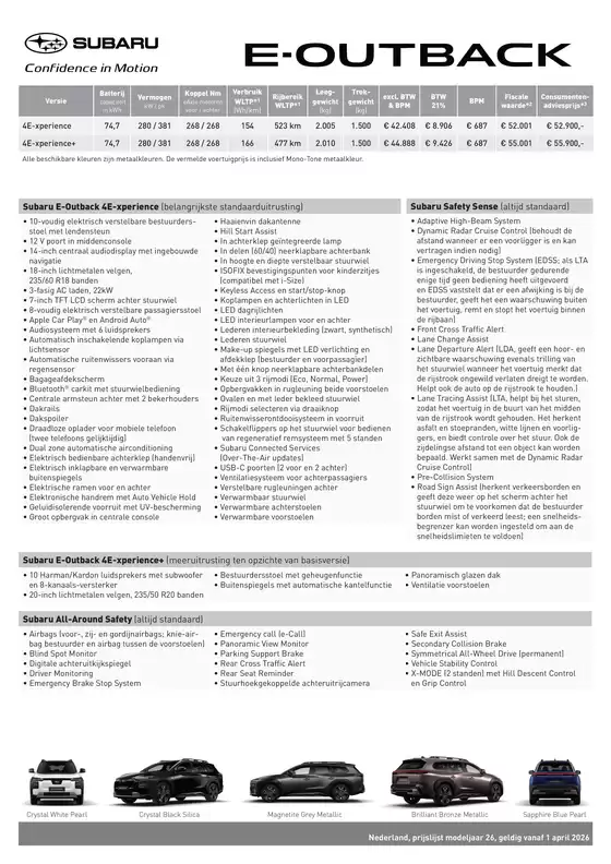 Catalogus van Subaru | Subaru E-Outback | 2026-09-02T00:00:00.000Z - 2026-09-16T00:00:00.000Z