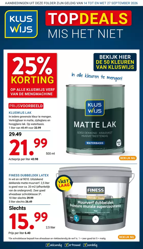 Catalogus van Kluswijs | Topaanbiedingen voor alle koopjesjagers | 2026-09-14T00:00:00.000Z - 2026-09-27T00:00:00.000Z