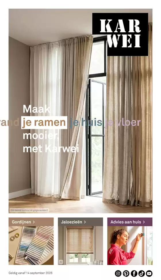 Catalogus van Karwei in Bredevoort | Maak je raam mooier met Karwei | 2026-09-18T00:00:00.000Z - 2026-10-02T00:00:00.000Z