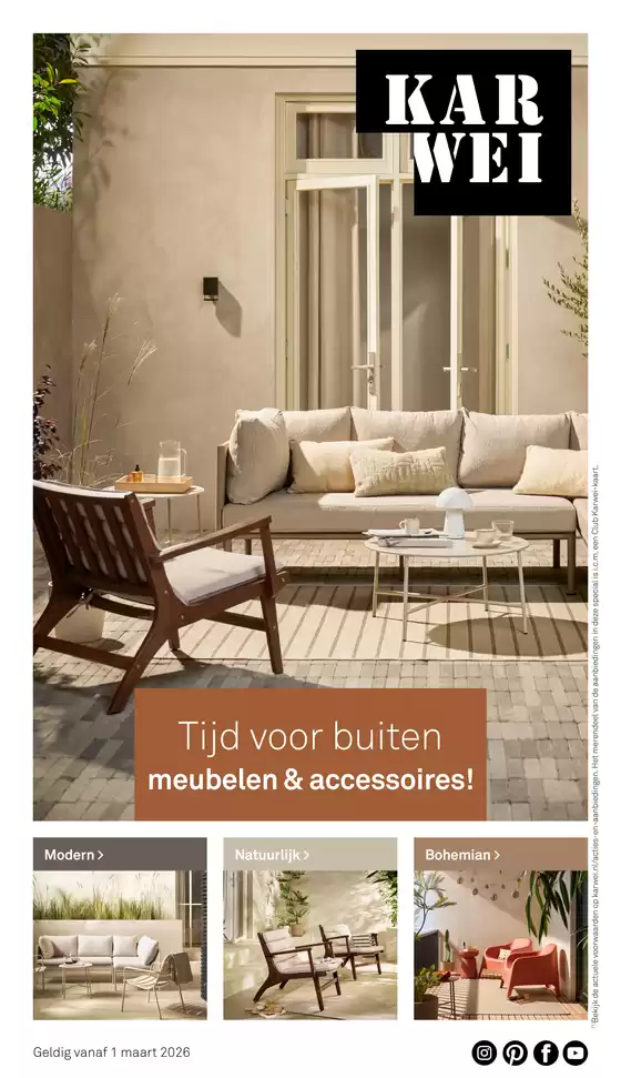 Catalogus van Karwei | Tijd voor tuinmeubelen en accessoires | 2026-09-21T00:00:00.000Z - 2026-10-05T00:00:00.000Z