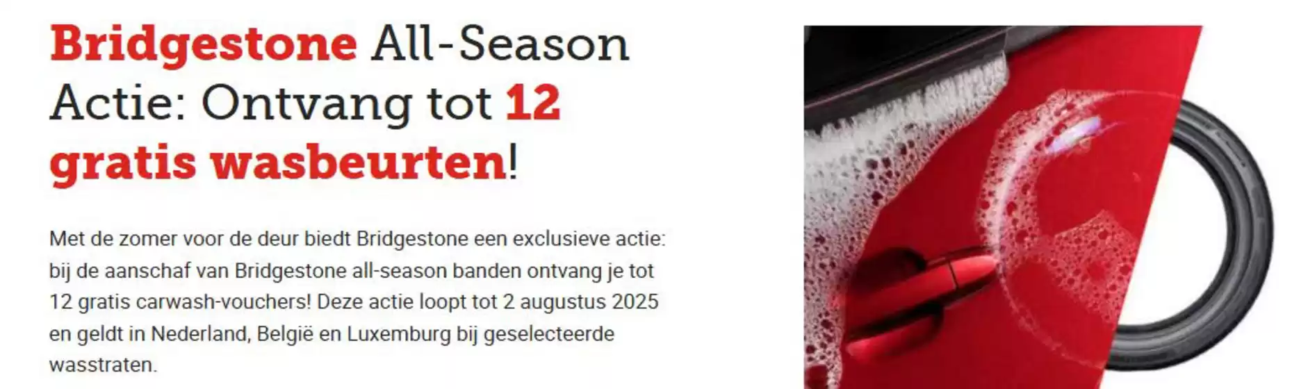 Bridgestone All-Season Actie: Ontvang tot 12 gratis wasbeurten!