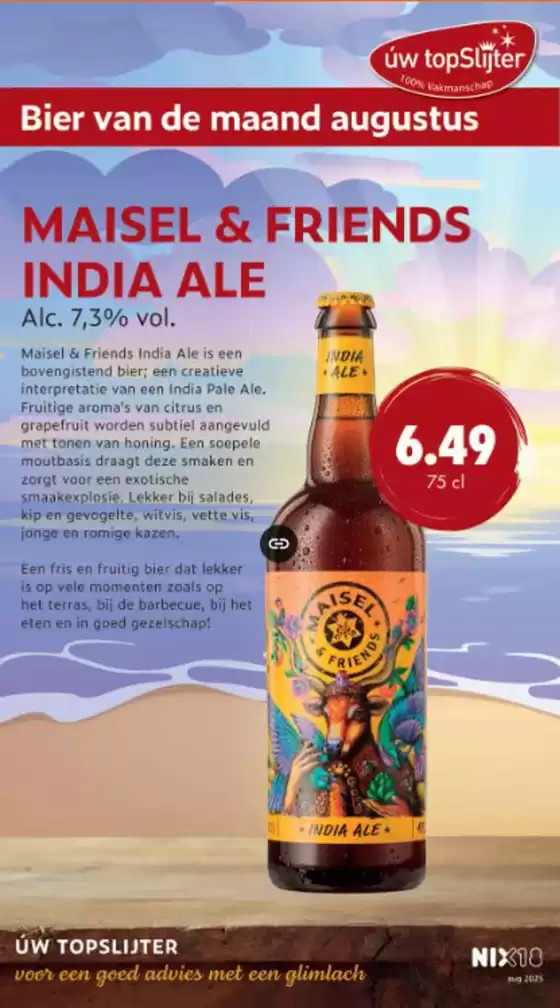 Catalogus van Úw topSlijter in Almere | Bier van de maand augustus | 2025-07-30T00:00:00.000Z - 2025-08-31T00:00:00.000Z