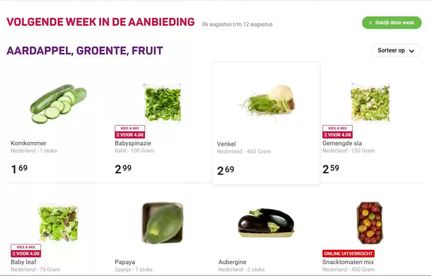 Volgende week in de aanbieding