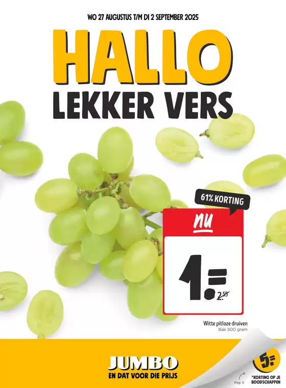 Catalogus van Jumbo in Nijverdal | Exclusieve deals en koopjes | 2025-08-27T00:00:00.000Z - 2025-09-02T00:00:00.000Z