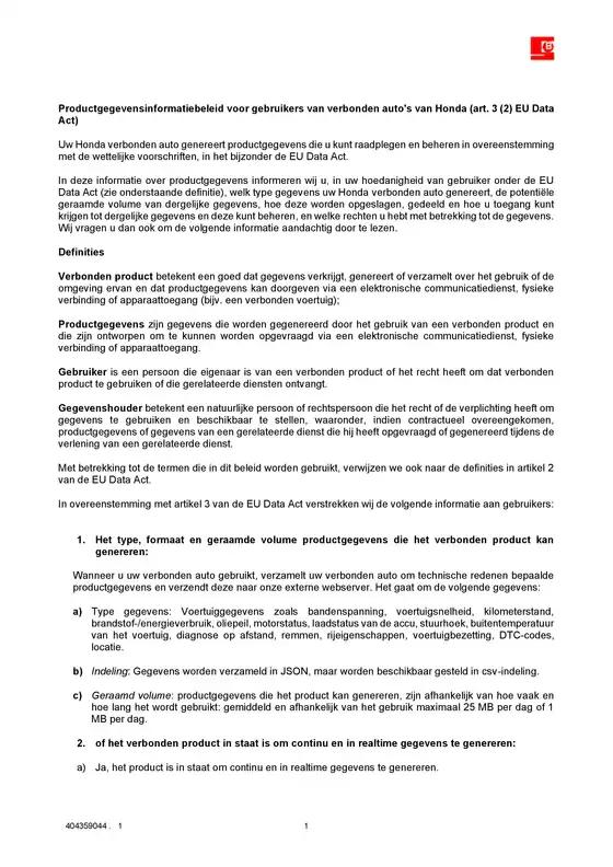 Honda NETHERLANDS Connected Car Information Sheet.pdf