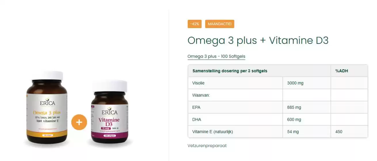Catalogus van Erica Kruiderijen in Berkel en Rodenrijs | Omega 3 plus + Vitamine D3 | 2025-09-15T00:00:00.000Z - 2025-09-29T00:00:00.000Z