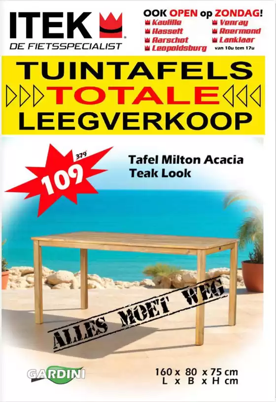 Catalogus van iTEK in Dongen | Tuintafels totale leegverkoop | 2025-09-17T00:00:00.000Z - 2025-10-01T00:00:00.000Z