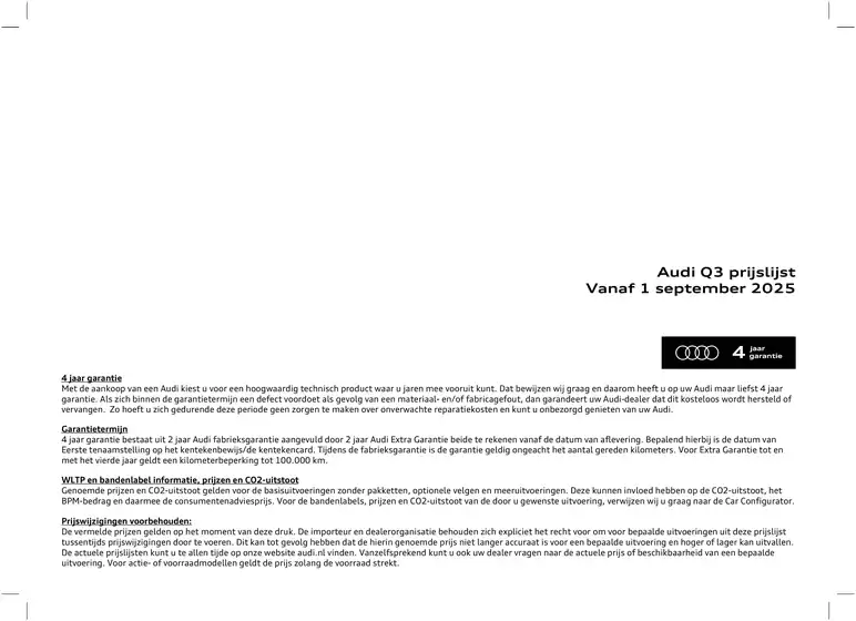 Catalogus van Audi in Stein | Prijslijst Audi Q3 2509a | 2025-09-17T00:00:00.000Z - 2025-10-01T00:00:00.000Z