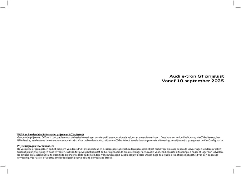 Catalogus van Audi in Stein | Prijslijst Audi e tron GT 2509a | 2025-09-17T00:00:00.000Z - 2025-10-01T00:00:00.000Z