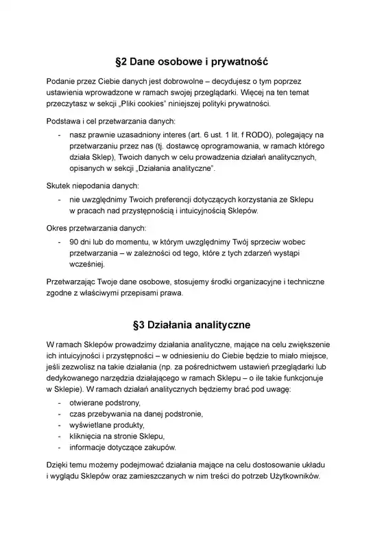 polityka prywatnosci dla osob odwiedzajacych sklepy internetowe