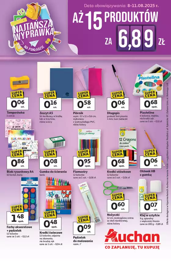 Katalog Auchan w: Nowogard | Gazetka NAJTAŃSZA Wyprawka Szkolna Hipermarket Auchan | 2025-08-08T00:00:00.000Z - 2025-08-11T00:00:00.000Z