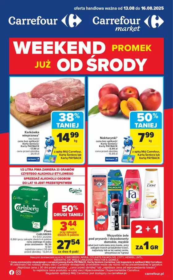 Katalog Carrefour | Gazetka Weekend promek juz od &#347;rody! | 2025-08-12T00:00:00.000Z - 2025-08-16T00:00:00.000Z