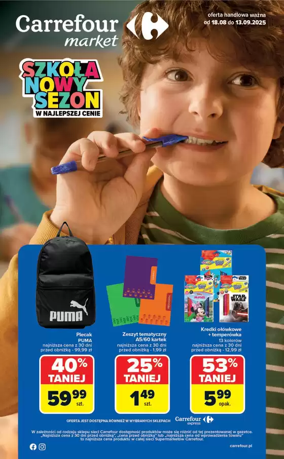 Katalog Carrefour Market | Gazetka Market Szko&#322;a nowy sezon | 2025-08-17T00:00:00.000Z - 2025-09-13T00:00:00.000Z