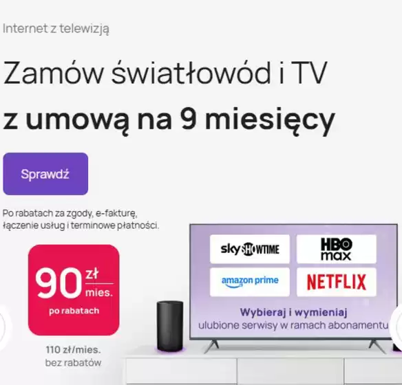 Światłowód z umową tylko na 9 miesięcy