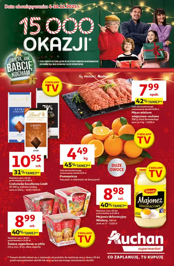 Katalog Auchan w: Gdańsk | Gazetka Święta jak babcię kocham Supermarket Auchan | 2025-12-04T00:00:00.000Z - 2025-12-10T00:00:00.000Z