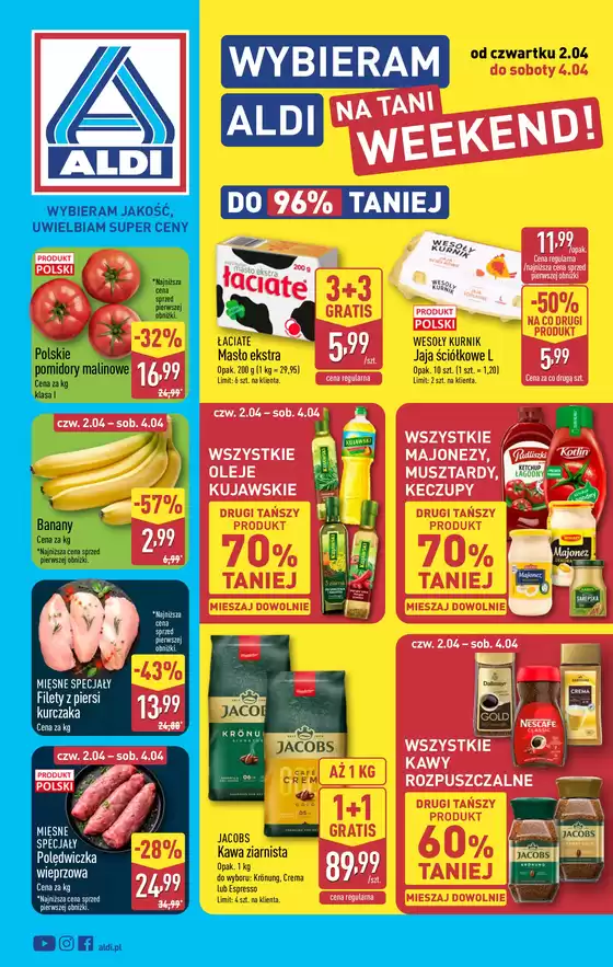 Katalog Aldi w: Czarnowąsy | Świetne rabaty na wybrane produkty | 2026-04-02T00:00:00.000Z - 2026-04-04T00:00:00.000Z