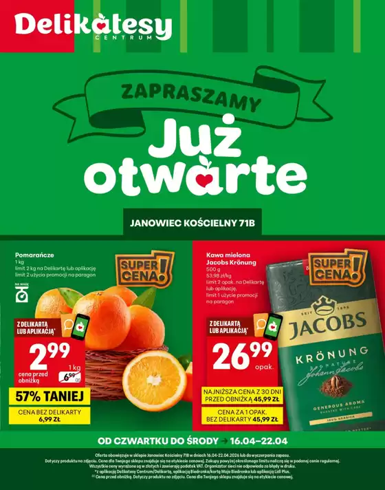 Katalog Delikatesy Centrum | Oszczędzaj teraz dzięki naszym ofertom | 2026-04-16T00:00:00.000Z - 2026-04-22T00:00:00.000Z