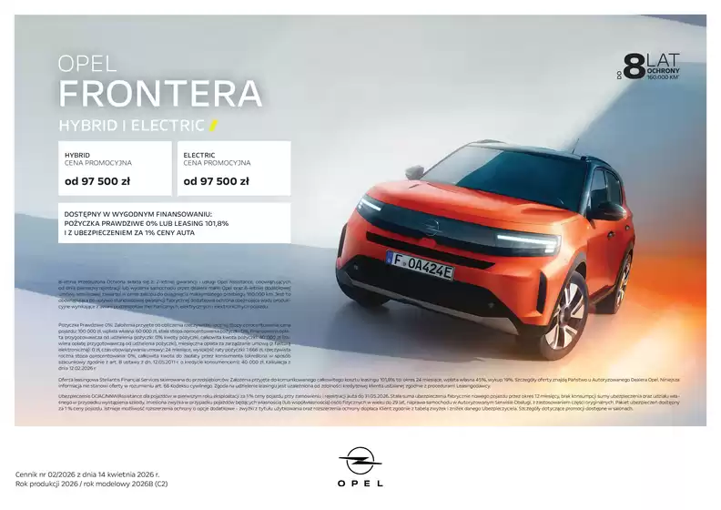 Katalog Opel w: Pisz | Opel Frontera Hybrid I Electric 2026 | 2026-06-10T00:00:00.000Z - 2027-04-30T00:00:00.000Z