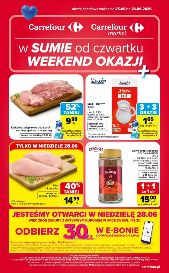 Katalog Carrefour Market | Gazetka Carrefour Market w SUMIE od czwartku WEEKEND OKAZJI | 2026-06-24T00:00:00.000Z - 2026-06-28T00:00:00.000Z