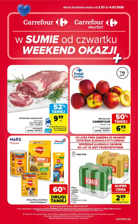 Katalog Carrefour Market | Gazetka Carrefour Market w SUMIE od czwartku WEEKEND OKAZJI | 2026-07-01T00:00:00.000Z - 2026-07-04T00:00:00.000Z