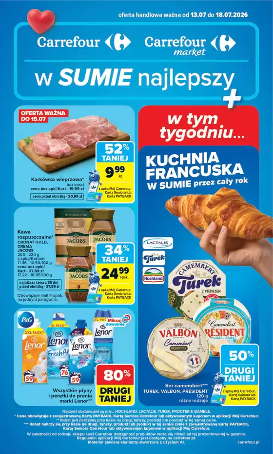 Katalog Carrefour Market w: Biskupiec | Gazetka Carrefour Market w SUMIE najlepszy od poniedziałku | 2026-07-12T00:00:00.000Z - 2026-07-18T00:00:00.000Z