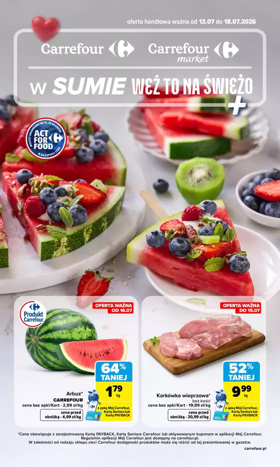 Katalog Carrefour w: Biskupiec | Gazetka Carrefour Market w SUMIE weź to na świeżo | 2026-07-12T00:00:00.000Z - 2026-07-18T00:00:00.000Z