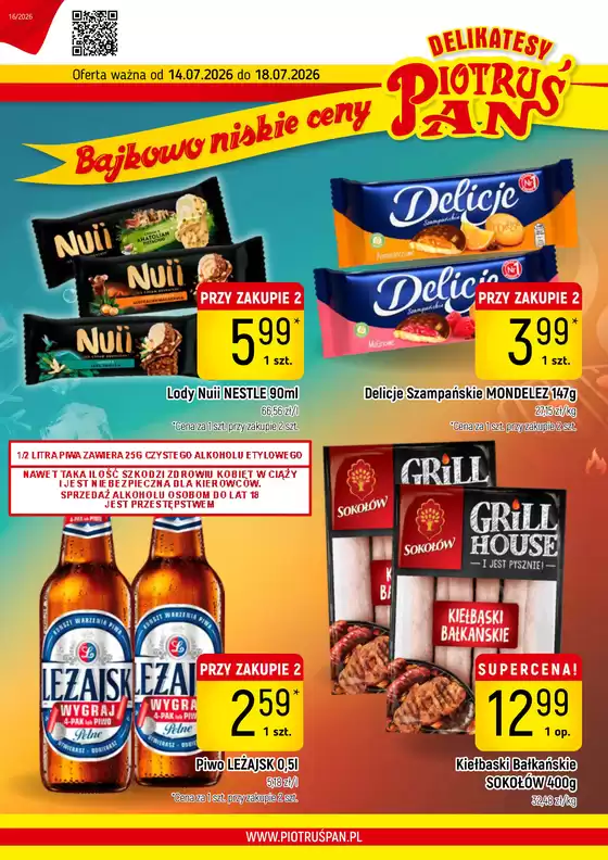 Katalog Delikatesy Piotruś Pan w: Płońsk | Detal 16 2026 www | 2026-07-14T00:00:00.000Z - 2026-07-18T00:00:00.000Z