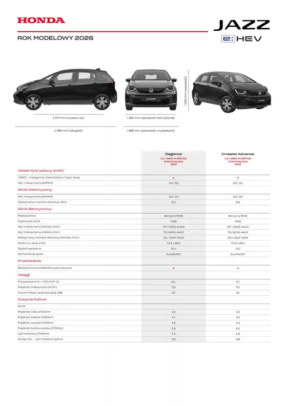 Katalog Honda | JAZZ eHEV specyfikacja 2026 03 v1 | 2026-01-01T00:00:00.000Z - 2026-12-31T00:00:00.000Z
