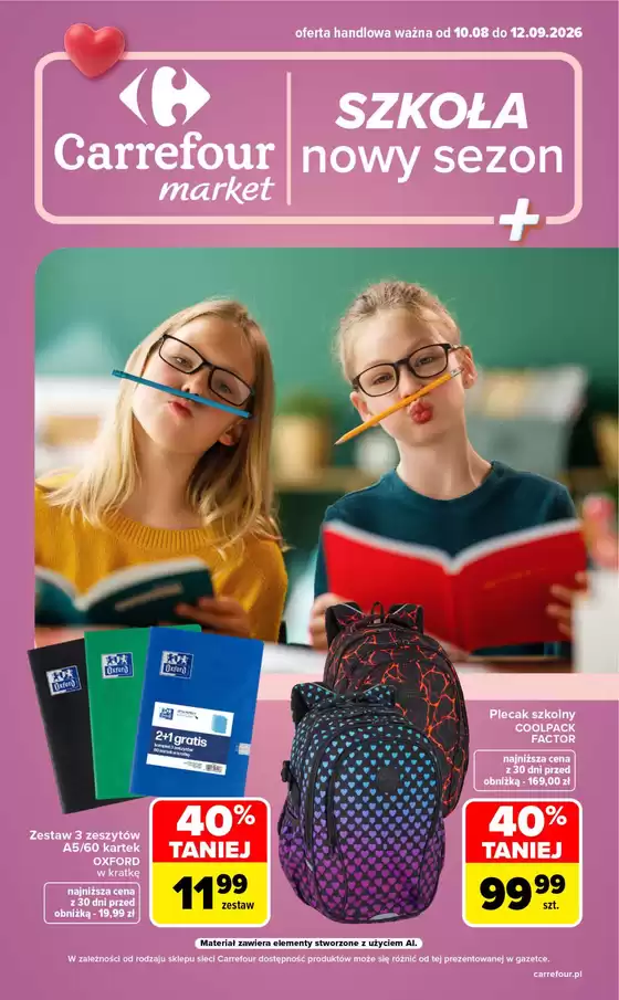 Katalog Carrefour w: Bytów | Gazetka Market SZKOŁA nowy sezon | 2026-08-09T00:00:00.000Z - 2026-09-12T00:00:00.000Z