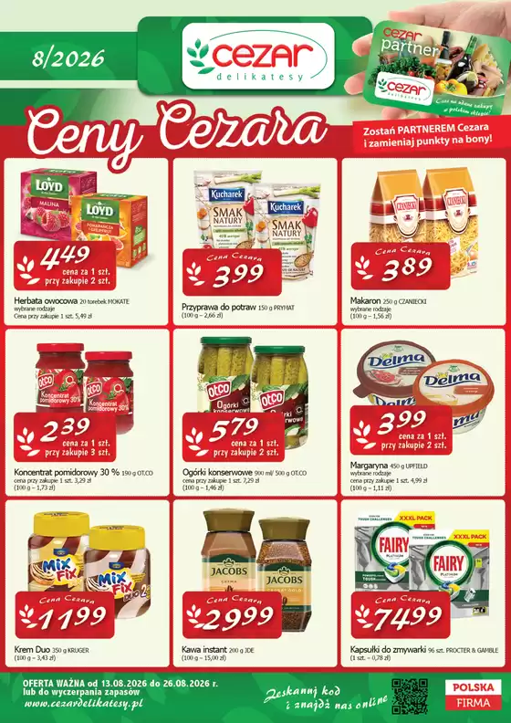 Katalog Cezar Delikatesy w: Jędrzejów | Okres obowiązywania 13.08 - 26.08.2026 | 2026-08-13T00:00:00.000Z - 2026-08-26T00:00:00.000Z
