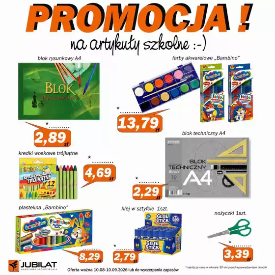 Katalog Jubilat | Promocja na artykuły szkolne  | 2026-08-17T00:00:00.000Z - 2026-09-10T00:00:00.000Z