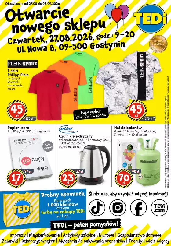 Katalog TEDi w: Halinów | Otwarcie Tedi w Gostyninie | 2026-08-27T00:00:00.000Z - 2026-09-03T00:00:00.000Z