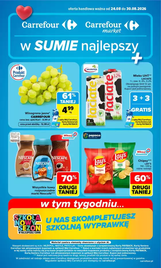 Katalog Carrefour Market | Gazetka Carrefour Market w SUMIE najlpeszy od poniedziałku | 2026-08-23T00:00:00.000Z - 2026-08-30T00:00:00.000Z