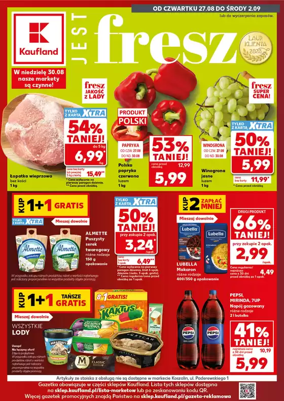 Katalog Kaufland | Kaufland Gazetka Tygodnia ważne do 2.09 | 2026-08-27T00:00:00.000Z - 2026-09-02T00:00:00.000Z