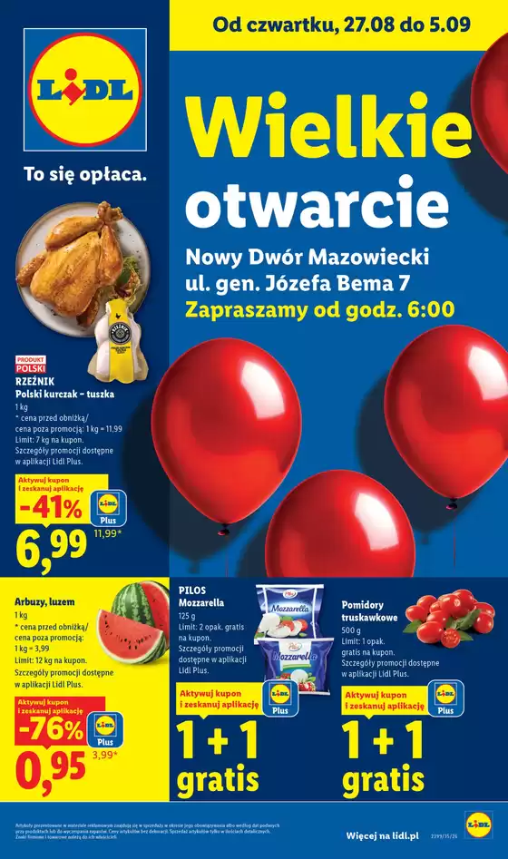 Katalog Lidl w: Chrzanów | Wielkie otwarcie Lidla w Nowym Dworze Mazowieckim  | 2026-08-27T00:00:00.000Z - 2026-09-05T00:00:00.000Z