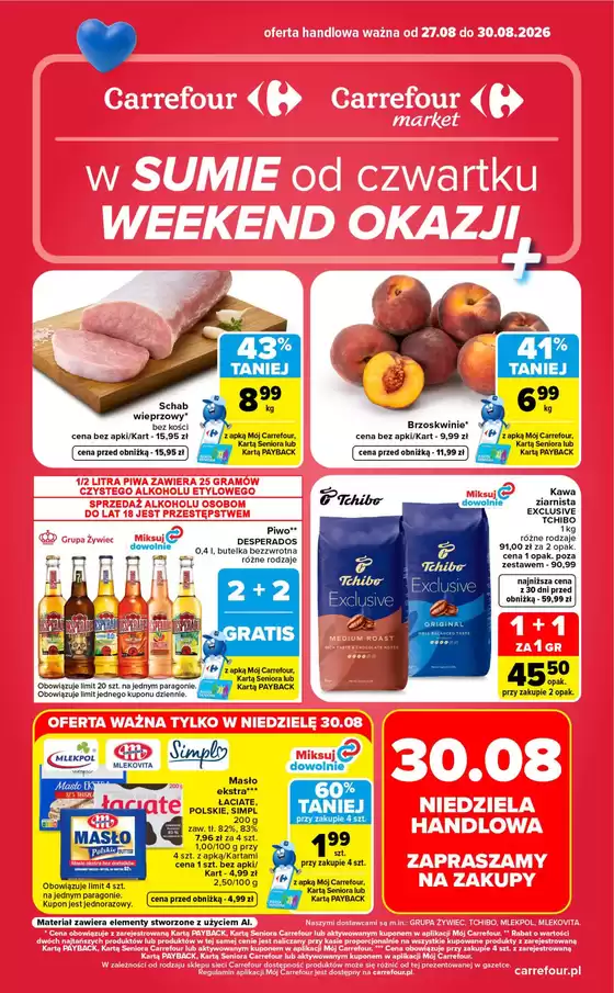 Katalog Carrefour Market | Gazetka Carrefour Market w SUMIE od czwartku WEEKEND OKAZJI | 2026-08-26T00:00:00.000Z - 2026-08-30T00:00:00.000Z
