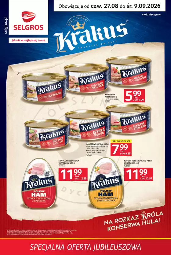 Katalog Selgros | Specjalna Oferta Jubileuszowa | 2026-08-27T00:00:00.000Z - 2026-09-09T00:00:00.000Z
