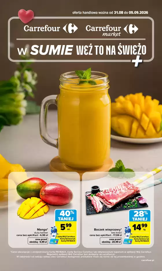 Katalog Carrefour w: Człuchów | Gazetka Carrefour Market w SUMIE weź to na świeżo | 2026-08-30T00:00:00.000Z - 2026-09-05T00:00:00.000Z