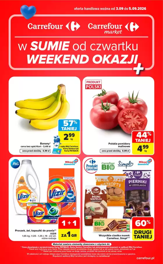 Katalog Carrefour Market | Gazetka Carrefour Market w SUMIE od czwartku WEEKEND OKAZJI | 2026-09-02T00:00:00.000Z - 2026-09-05T00:00:00.000Z