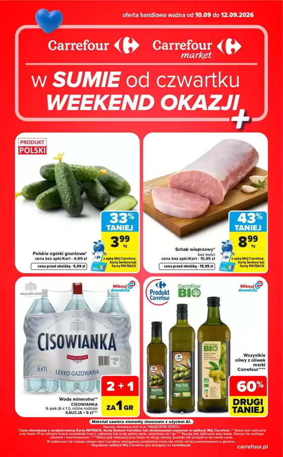 Katalog Carrefour Market | Gazetka Carrefour Market w SUMIE od czwartku WEEKEND OKAZJI | 2026-09-09T00:00:00.000Z - 2026-09-12T00:00:00.000Z