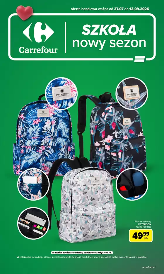 Katalog Carrefour w: Narama | Gazetka Carrefour Szkolna oferta na plecaki piórniki i worki | 2026-08-14T00:00:00.000Z - 2026-09-12T00:00:00.000Z