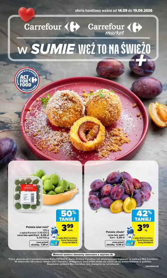 Katalog Carrefour w: Wołczyn | Gazetka Carrefour Market w SUMIE weź to na świeżo | 2026-09-13T00:00:00.000Z - 2026-09-19T00:00:00.000Z