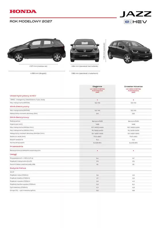 Katalog Honda | JAZZ eHEV RokModey 2027 specyfikacja 2026 04 v2 | 2026-01-01T00:00:00.000Z - 2026-12-31T00:00:00.000Z