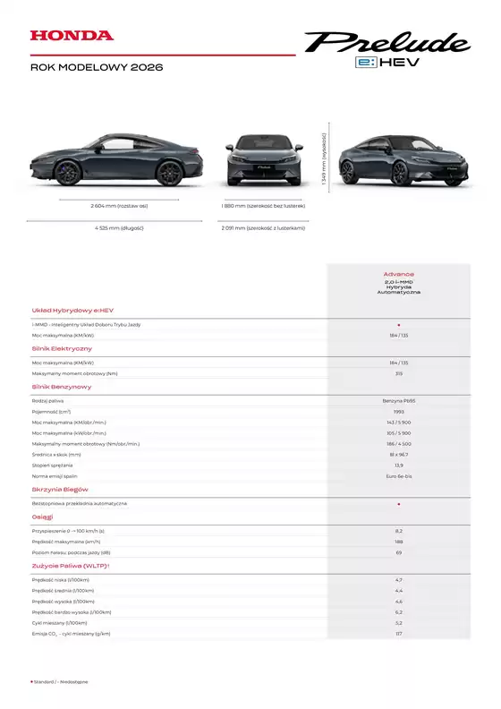 Katalog Honda | Prelude eHEV specyfikacja 2026 09 v1 | 2026-01-01T00:00:00.000Z - 2026-12-31T00:00:00.000Z