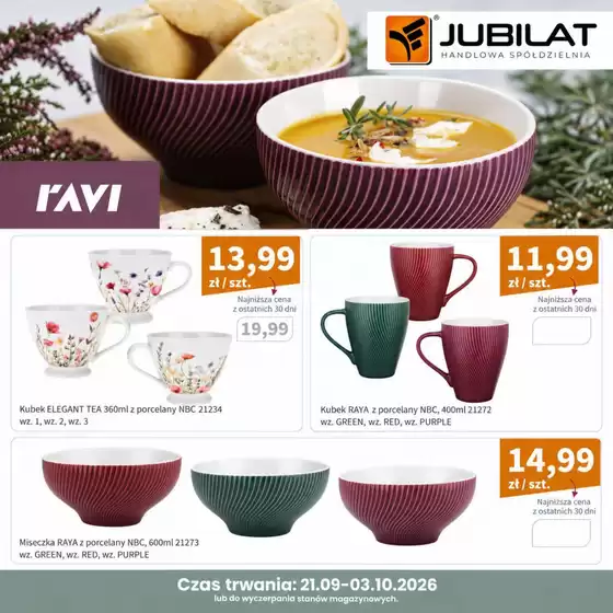 Katalog Jubilat | Od jutra ruszamy z promocyjnymi cenami na produkty marki Ravi! | 2026-09-22T00:00:00.000Z - 2026-10-03T00:00:00.000Z