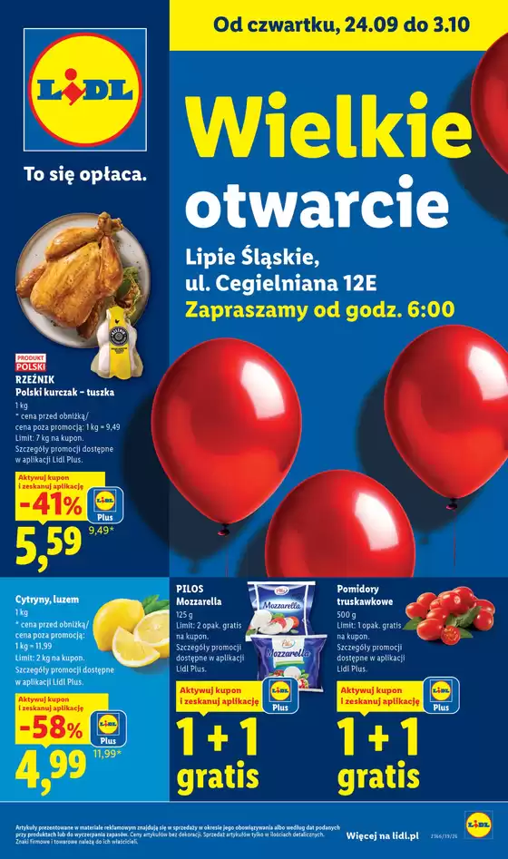 Katalog Lidl w: Radziechowy | Nowe otwarcie Lidla - Lipie Śląskie | 2026-09-24T00:00:00.000Z - 2026-10-03T00:00:00.000Z