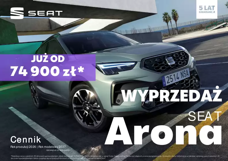 Katalog Seat | CENNIK SEAT ARONA KJP MY27PY26W14 2026 09 18 V01I | 2026-01-01T00:00:00.000Z - 2026-12-31T00:00:00.000Z
