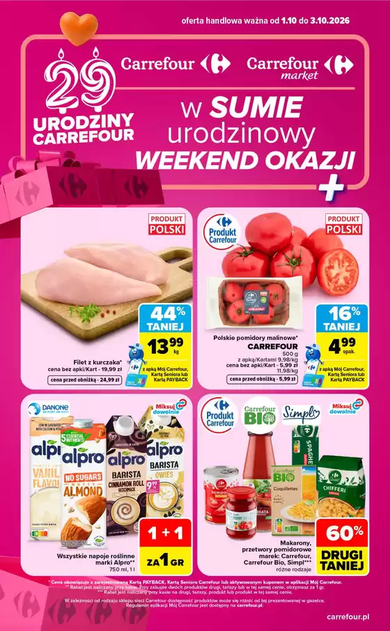 Katalog Carrefour w: Trzciana (Podkarpackie) | Gazetka Carrefour Market w SUMIE urodzinowy WEEKND OKAZJI | 2026-09-30T00:00:00.000Z - 2026-10-03T00:00:00.000Z