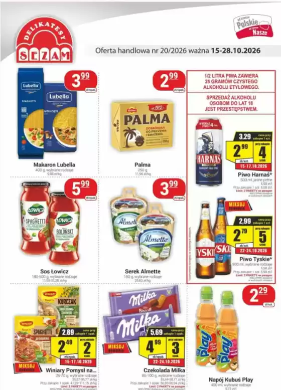 Katalog Delikatesy Sezam | Oferta handlowa nr 20/2026 ważna 15-28.10.2026 | 2026-10-15T00:00:00.000Z - 2026-10-28T00:00:00.000Z