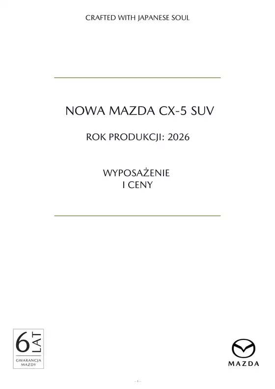 Katalog Mazda | NOWA MAZDA CX-5 | 2026-10-19T00:00:00.000Z - 2027-10-19T00:00:00.000Z